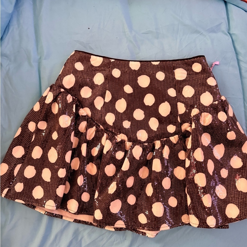 Stylish Polka Dot Mini Skirt - Black and Pink